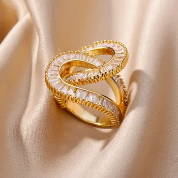 עיצוב חדש זירקון טבעות לנשים בנות זרקונים טבעת נירוסטה 2023 מגמה חתונת יוקרה אסתטי תכשיטים anillos