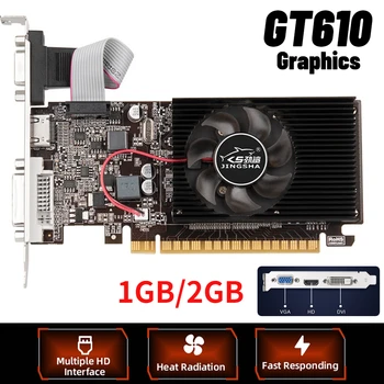 GT610 1G/2G גרפיקה כרטיס מסך 810MHZ DDR3 כרטיס מסך PCIE 2.0 X16 NVIDIA HDMI תואם-VGA DVI רעש נמוך עבור שולחן העבודה במחשב