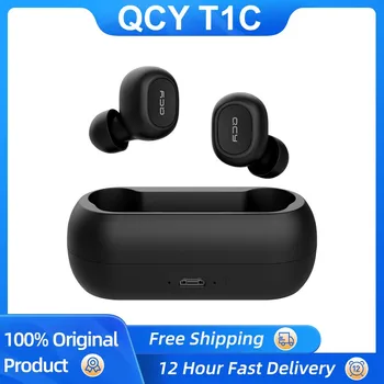 מקורי QCY T1C TWS Bluetooth 5.0 אוזניות אוזניות אלחוטיות 3D סטריאו עם כפול מיקרופון אוזניות באיכות HD קורא אוזניות התאמה אישית של האפליקציה