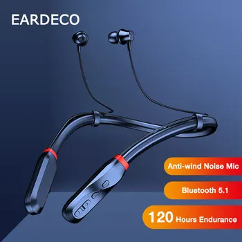 EARDECO 120 שעות השמעה Bluetooth אוזניות בס אלחוטית Neckband אוזניות 5.1 אוזניות עם מיקרופון ספורט מוסיקה אוזניות Stere