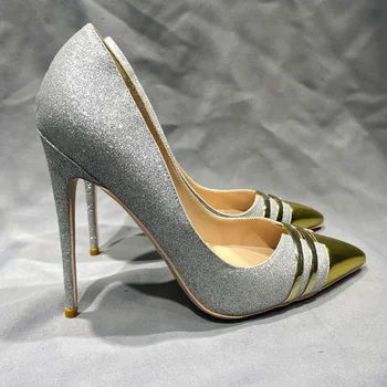 זהב עם פסים מחודדות רדוד הפה באיטיות אישה עקבים גבוהים נעלי להחליק על ייחודיות נעליים ארבע העונה כל משחק דפוס נעליים