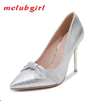 Mclubgirl 2020 אופנה האביב מתוק קשת נעליים עם עקבים גבוהים רדוד הפה דק עקבים מקצועי Ol נעלי נשים WZ