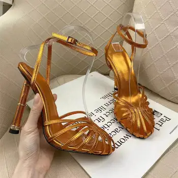 2023 קיץ סנדלי אופנה בוהן עגול נעלי נשים תמציתי אבזם רצועה נעלי נשים עור אמיתי פאטוס דה Mujer גודל 34-42