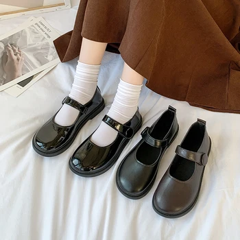 נשים נעליים בסגנון יפני לוליטה נשים נעלי וינטג 'רך העקב גבוה, נעלי פלטפורמה, סטודנט מרי ג' יין נעליים בתוספת גודל