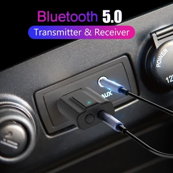 2 ב 1 Bluetooth 5.0 משדר מקלט רכב נגן MP3 3.5 מ 