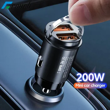 קראוץ ' 200W USB מטען לרכב מצית מהר תשלום charger type c יחידת המטען לטלפון עבור iPhone iPad Sumsung HuaweiXiaomi