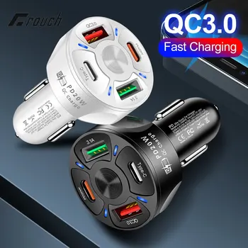 אולף Dual USB מטען לרכב C טעינה מהירה USB משטרת QC3.0 סוג C המטען מהיר עבור iPhone סמסונג Xiaomi טלפון הרכב מטען מתאם