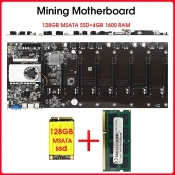 Riserless כרייה לוח האם 8 GPU ביטקוין אנוסים Etherum כרייה עם 128GB MSATA SSD 4GB DDR3 1600MHZ RAM סט