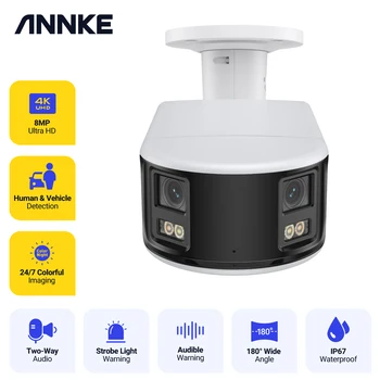 ANNKE 4K מצלמת אבטחה פנורמי Wifi כפול עדשה האנושי גילוי אוטומטי מעקב 8MP מצלמה IP כפול עדשה פו 180°, זווית צפייה רחבה