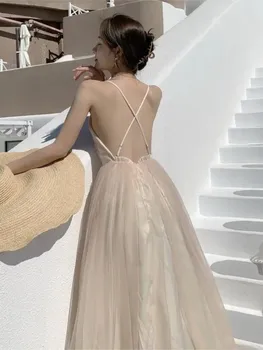 אופנה שמלות לנשים 2022 חדשה חוף ים חופשה נסיעות ללבוש שמלה סופר פיות רשת קלע אפסר המותניים המותניים רזה החוף להתלבש