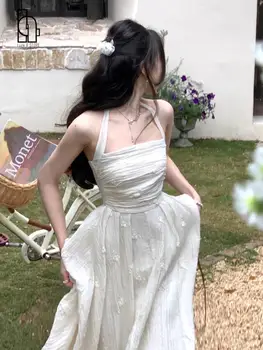 מחוך רקום שמלה נשית עם קפלים המותניים מזג קיץ אלגנטי מסיבת נשף שמלת חתונה אלגנטית שמלה ארוכה