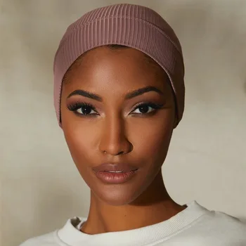 חדש רכה המוסלמים קפלים כובע טורבן אישה מצולעים הפנימי חיג 'אב כובעי האסלאמית-ג' רזי Underscarf בונט נקבה Headwrap Turbante Mujer