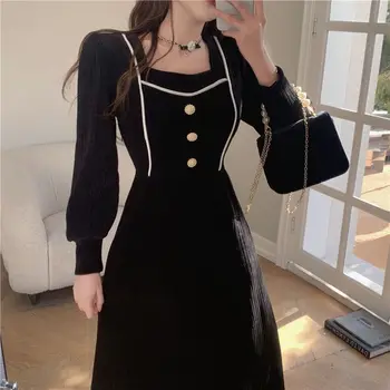נשים בגדי קורדרוי שמלת טמפרמנט המותניים קו קטן חצאית שחורה 2023 האביב סגנון חדש בתחתית בטנה התחתונה חצאיות
