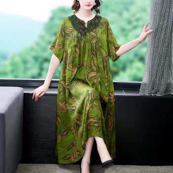 בסגנון סיני מודפס שמלה נשית הקיץ 2023 חדש נשים מידות גדולות עשירה גם חצאית רטרו