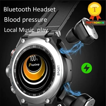 2023 החדש TWS אוזניות Bluetooth מוסיקה שעון חכם גברים טמפרטורת הגוף קצב הלב קולית Siri, העוזרת חיוג שיחה Smartwatch