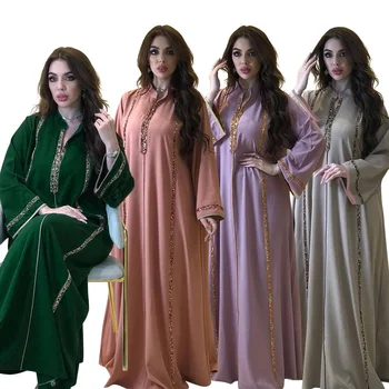 המוסלמים Abaya שמלת מקסי Jalabiya אפריקה דאשיקי Vestido קט קימונו ארוך החלוק שמלות Jubah במזרח התיכון הרמדאן הערבית האסלאמית