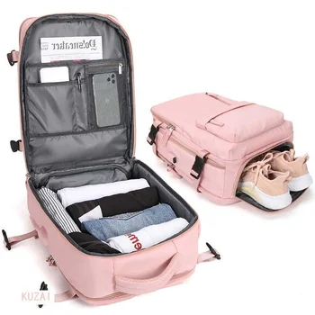 נסיעות תיק גב נשים קיבולת גדולה פונקציה רבת המזוודות תרמיל קל משקל עמיד למים Bagpack תיק נסיעות יבש רטוב כיס