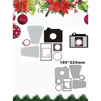 2021 חדש מלבן סיבוב המצלמה חיתוך מתכת מת על הדבקות נייר ובודקים חג המולד כרטיס שהופך את הבלטות עיצוב לא בולים