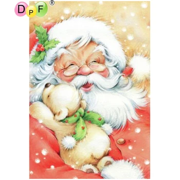 DPF יהלום רקמה סנטה קלאוס, כלב יהלומים ציור צלב תפר רקמה יהלום פסיפס כיכר ריינסטון עיצוב הבית