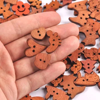 30pcs מעורב עתיק מצויר עץ כפתורים על אמנות עיצוב אלבומים תפירת בגדים DIY ילד הלבשה אספקה M2259