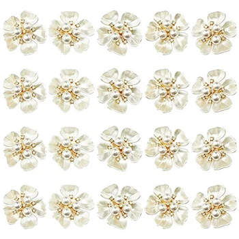 20Pcs פרל ריינסטון קישוטים פרח Flatback כפתורים ריינסטון קסמים הנעל קישוט ליצירת תכשיטים