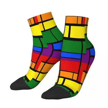 בלוק צבע צבעי הקשת פופ ארט הקרסול גרביים זכר Mens נשים קיץ גרביונים מודפסים