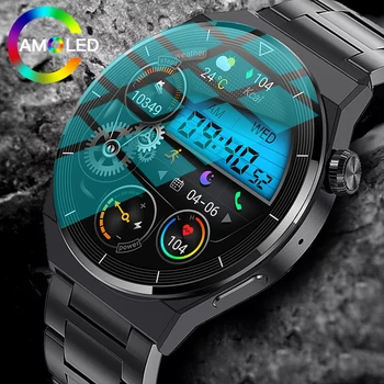 השעונים החכמים Smartwatch גברים עבור Huawei Xiaomi GT3 Pro NFC AMOLED 390*390 מסך HD קצב הלב Bluetooth שיחה IP68, עמיד למים