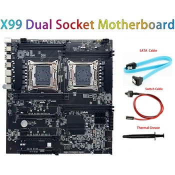 X99 כפול שקע לוח האם LGA2011-3 תמיכה RECC זיכרון DDR4 עם SATA כבל+החלפת כבל+גריז תרמי