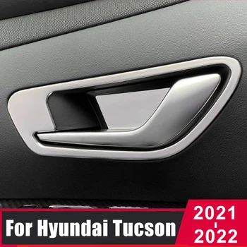 עבור יונדאי טוסון NX4 2021 2022 המכונית דלת פנימית ידית מכסה קערת לקצץ נירוסטה קישוט מסגרת מדבקה אביזרים