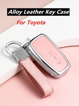 סגסוגת עור מרחוק המכונית מחזיק מפתחות מפתח התיק כיסוי עבור טויוטה קאמרי CHR קורולה פריוס RAV4 פרדו 2017 2018 מרחוק 3 לחצן keyless