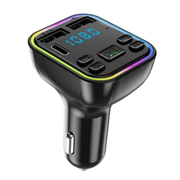המכונית דיבורית Bluetooth-compaitable 5.0 משדר FM דיבורית לרכב MP3 אפנן שחקן דיבורית מקלט אודיו 2 USB מטען מהיר