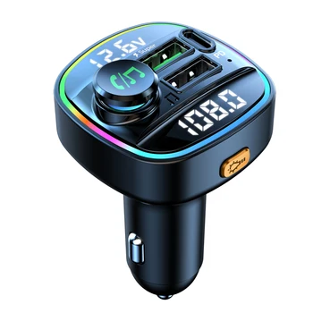 LED רכב Bluetooth 5.0 משדר FM אלחוטי דיבורית לרכב MP3 אודיו נגן אור LED מתח תצוגה QC 3.0 משטרת מטען