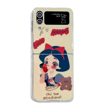 שלגיה, נסיכה דיסני טלפון Case for Samsung Galaxy ZFlip 3 4 קריקטורה פשוטה Shockproof מצחיק חמוד TPU מלא הכיסוי האחורי.