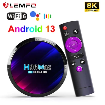 LEMFO H96 מקס RK3528 תיבת הטלוויזיה אנדרואיד 13 8K 4K 6 אלף Wifi6 4GB 64GB נגן מדיה חכם Set Top Box 100M Ethernet 2023-Google Voice