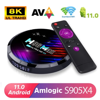 LEMFO H96 מקס X4 Smart TV Box Android 11 S905 X4 H96Max תיבת הטלוויזיה אנדרואיד 11.0 4GB 32GB 64GB 8K AV1 2.4 GHZ 5GHZ Wifi 2022 חדש