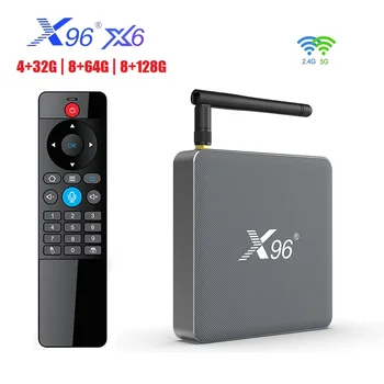 X96 X6 הטלוויזיה Box 8GB 128GB אנדרואיד 11.0 Rockchip RK3566 תמיכה 4K USB3.0 2T2R MIMO 5G Dual Wifi 1000M 4GB 64 נגן מדיה הגדרת העליון