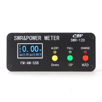 עם כפתור 1.8 MHz-50MHz 0.5 W-120W SWR HF קצר גל SWR וכוח וואט מטר FM אני CW SSB + סוללה + כפתור