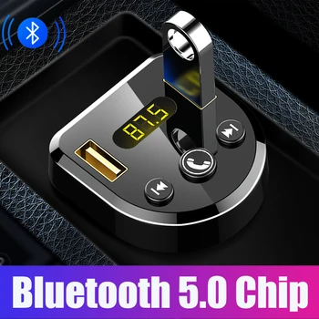 JINSERTA ערכת רכב נגן MP3 דיבורית Bluetooth 5.0 משדר FM Dual USB מטען רכב תמיכה U דיסק מוזיקה אפנן FM