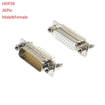 1PCS 3U מצופה זהב HDP26 DP26 DB26 זכר נקבה מחבר ישר pin קבוע עם בורג מסוג D-Sub 26pin מתאם 26 פינים 26P